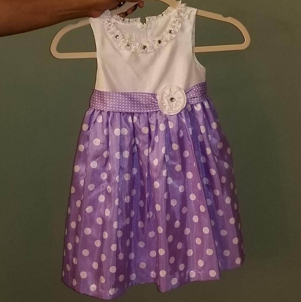 American Girl purple and white polka dot dress